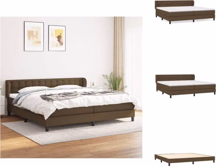 vidaXL Letto a molle con materasso in tessuto marrone scuro 200x200 cm - Letti e strutture letto