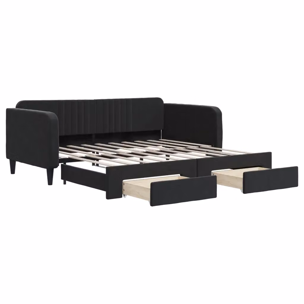 Divano Letto Moderno vidaXL in Velluto Nero per Soggiorno e Camera da Letto – 2
