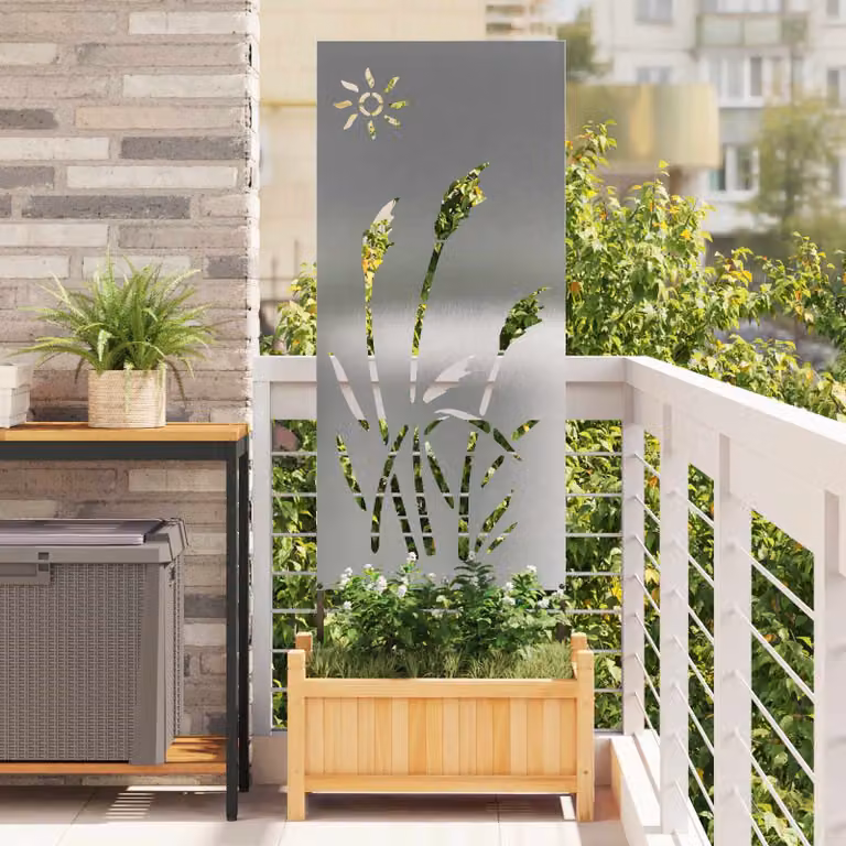 Paravento per privacy da giardino vidaXL in acciaio inossidabile argento L: 50 cm, H: 140 cm
