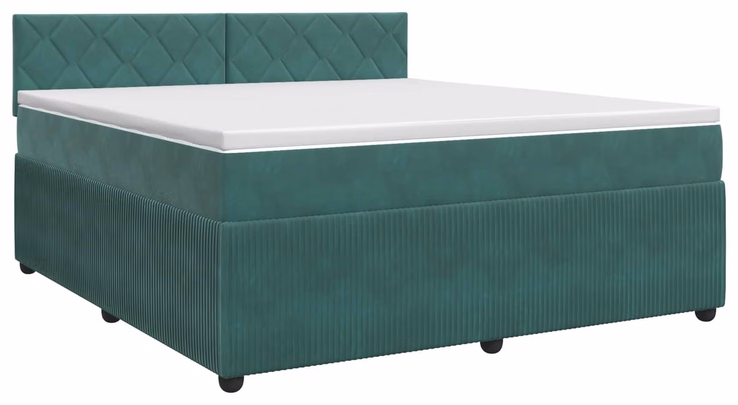 Letto a molle con materasso verde scuro 140 x 200 cm in velluto