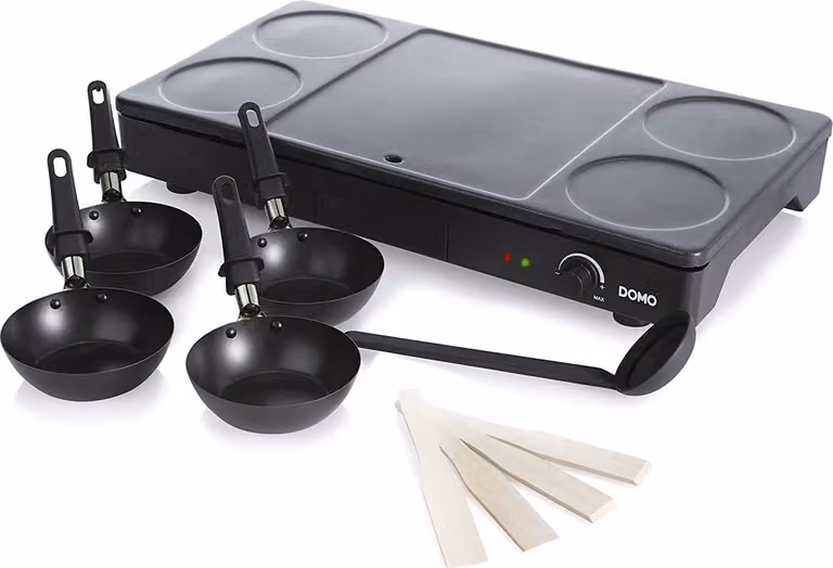 Set mini wok, crepe maker e grill 1000w nero Domo DO8712W