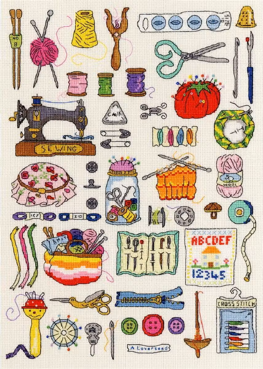 Set punto croce Bothy Threads "Cucire", 24x33cm, xh1, schema di conteggio