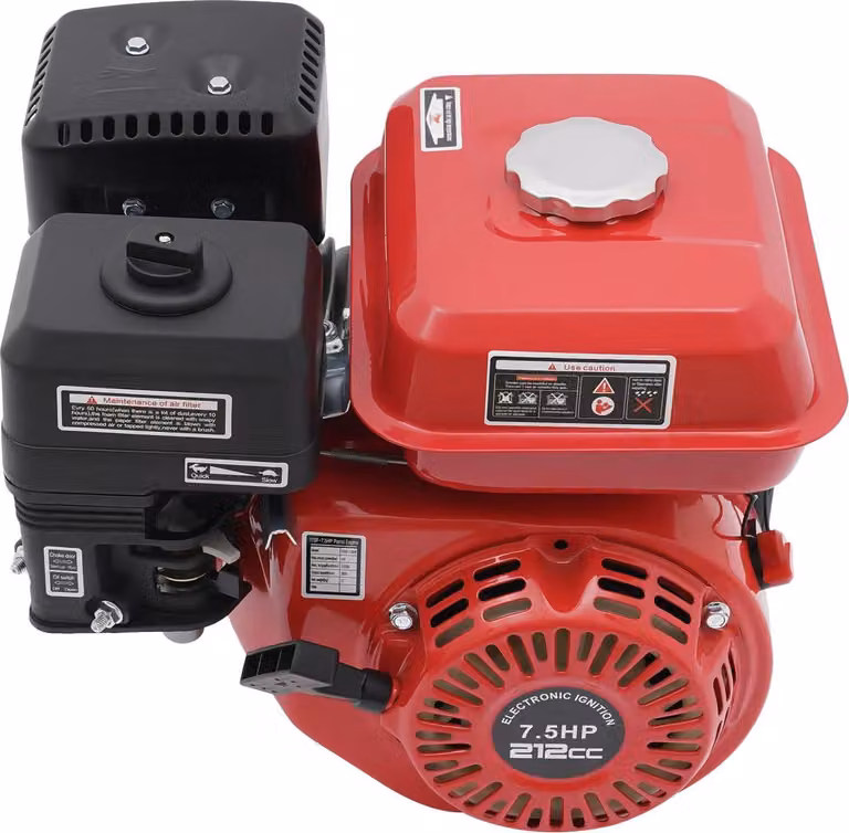 Motore a benzina - 4 tempi - 7,5 CV - Avviamento a fune - Raffreddato ad aria - Monocilindrico - 3600 giri/min - Rosso
