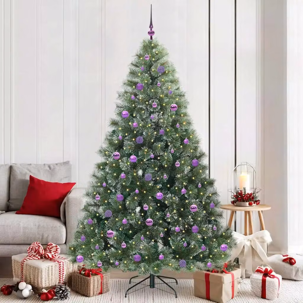 Albero di Natale artificiale vidaXL verde con 300 LED luce bianca calda in PE e PVC, Altezza: 210 cm