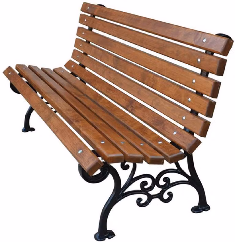 Casa Padrino panchina da giardino in stile liberty marrone/nero 180 x 42 x h. 73 cm - panchina panchina in legno - arredo giardino