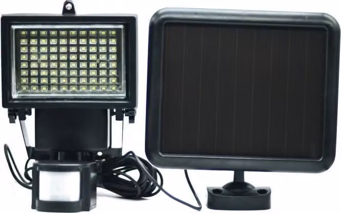 Spot solare con sensore di movimento, 80 LED, 650 lumen, nero, cavo da 5 m