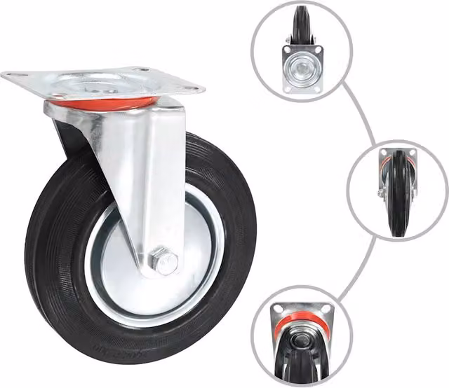 Set di 32 ruote girevoli vidaXL in gomma e zinco galvanizzato, colore nero