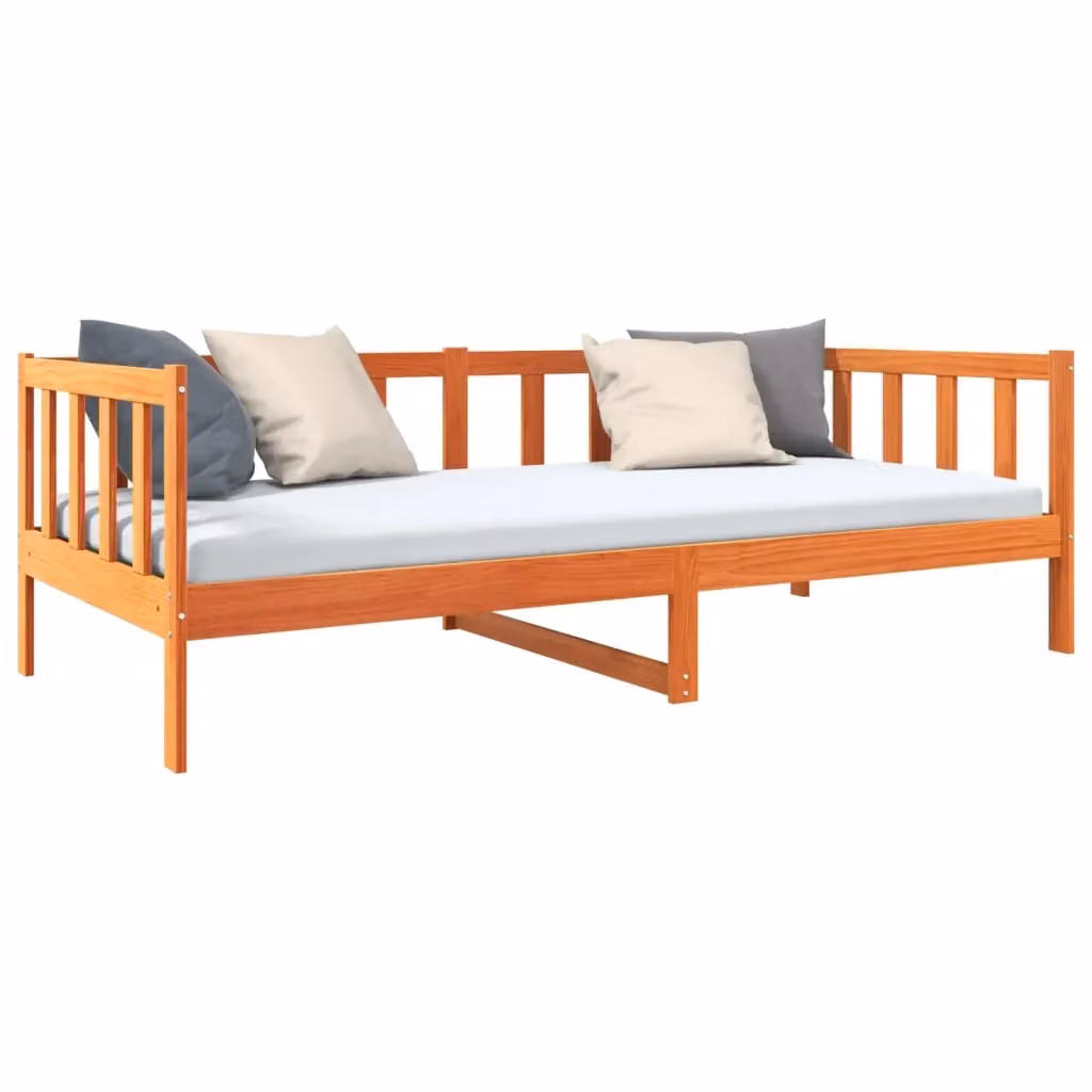 Struttura del letto in pino massello vidaXL, colore marrone cerato, L/P/H: 90 x 190 x 203,5 cm – 2