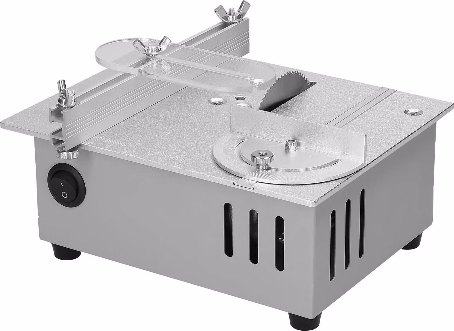 Mini sega circolare da tavolo - Sega circolare elettrica da tavolo - 96 W - Alimentazione a rete (CA) - Lama regolabile in altezza - Modello da tavolo compatto - Per legno e fai da te - Bianco