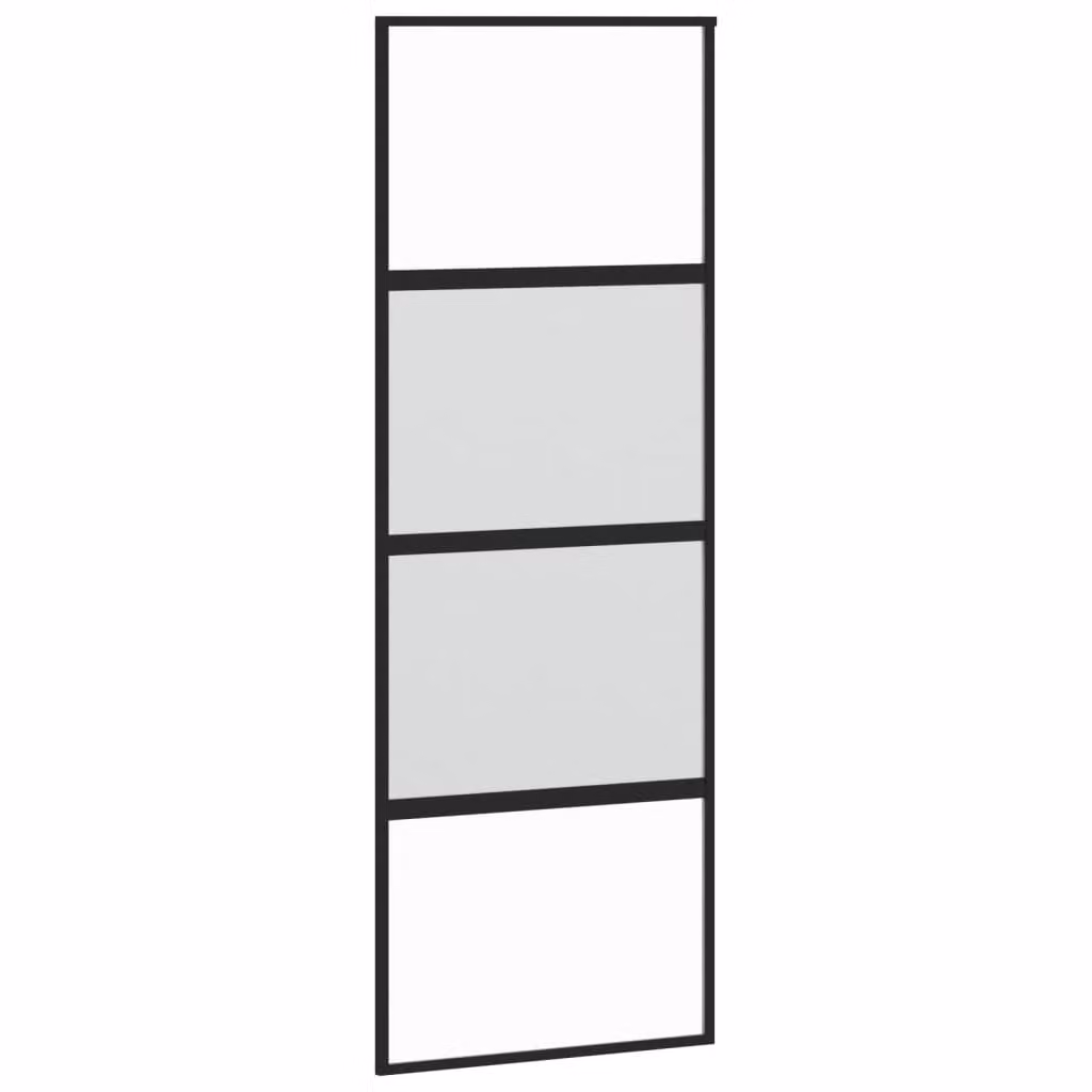Porta Scorrevole Nera 76x205 cm in Vetro Temperato e Alluminio