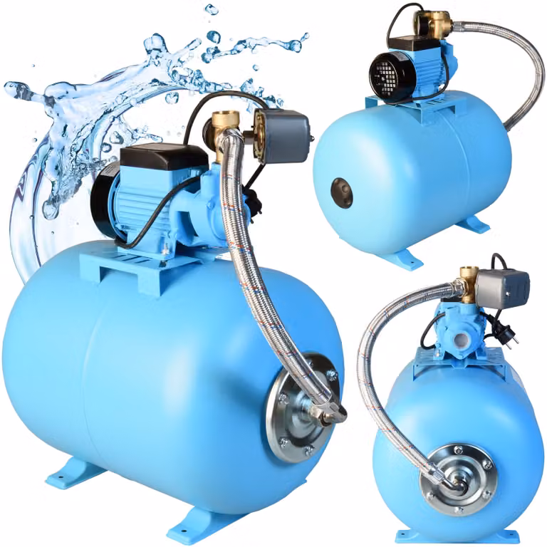 Pompa per acqua domestica QB 60 (2100l/h, 370W, prevalenza 39m) - serbatoio di pressione da 50L - pompa per acqua domestica automatica con pressostato manometro - 50 litri