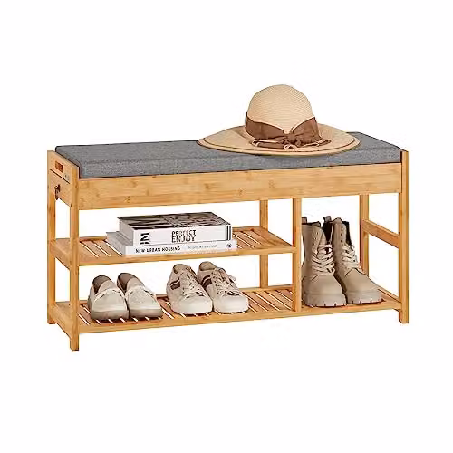 SoBuy Cassapanca scarpiera in bambù 90x30x45cm per ingresso