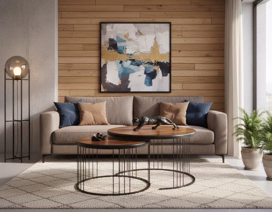 Tavolino da salotto moderno, minimalista, marrone, elegante, di classe, confortevole
