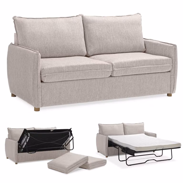 Divano Letto con Materasso Matrimoniale Memory GRACE Beige