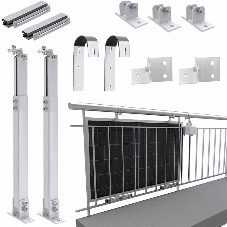 Centrale elettrica da balcone Staffa di elevazione del modulo fotovoltaico Staffa solare Montaggio su ringhiera del balcone per 1 modulo solare