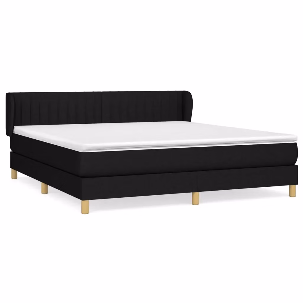 Letto Ibrido vidaXL con Giroletto a Molle e Materasso in Tessuto Nero e Bianco L/P: 180 x 200 cm – 2