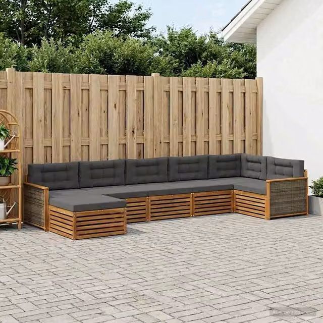 Set di divani da esterno 7 pz Naturale e Antracite 3383620