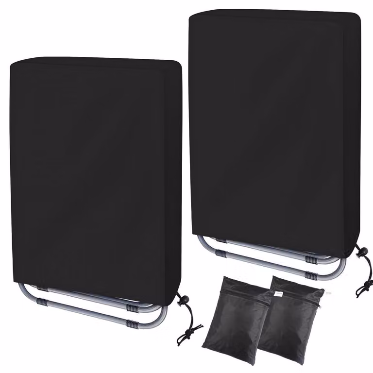 Copertura protettiva per sedie pieghevoli, confezione da 2, in tessuto Oxford, resistente al vento, con protezione UV, antipolvere, dimensioni 110x71 cm, colore nero