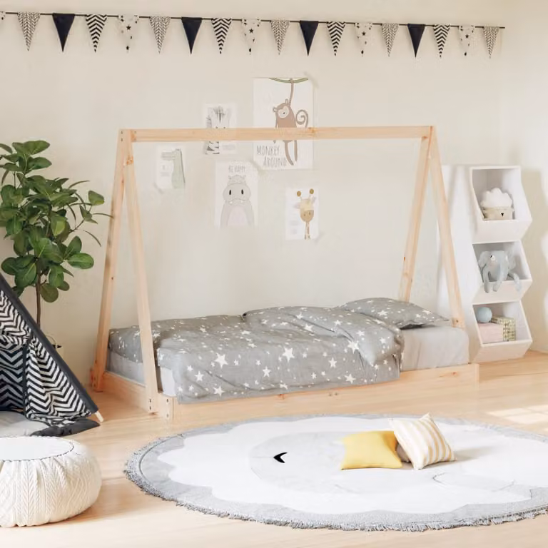 vidaXL Giroletto per Bambini in Legno Massello di Pino, Stile Scandinavo, 80 x 160 cm