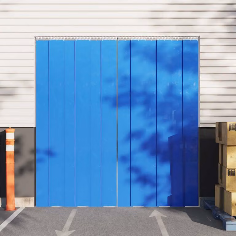 Tenda a strisce per porte vidaXL blu in poliestere opaco con isolamento termico e fonoisolante, L: 200 mm x Lunghezza: 10 m
