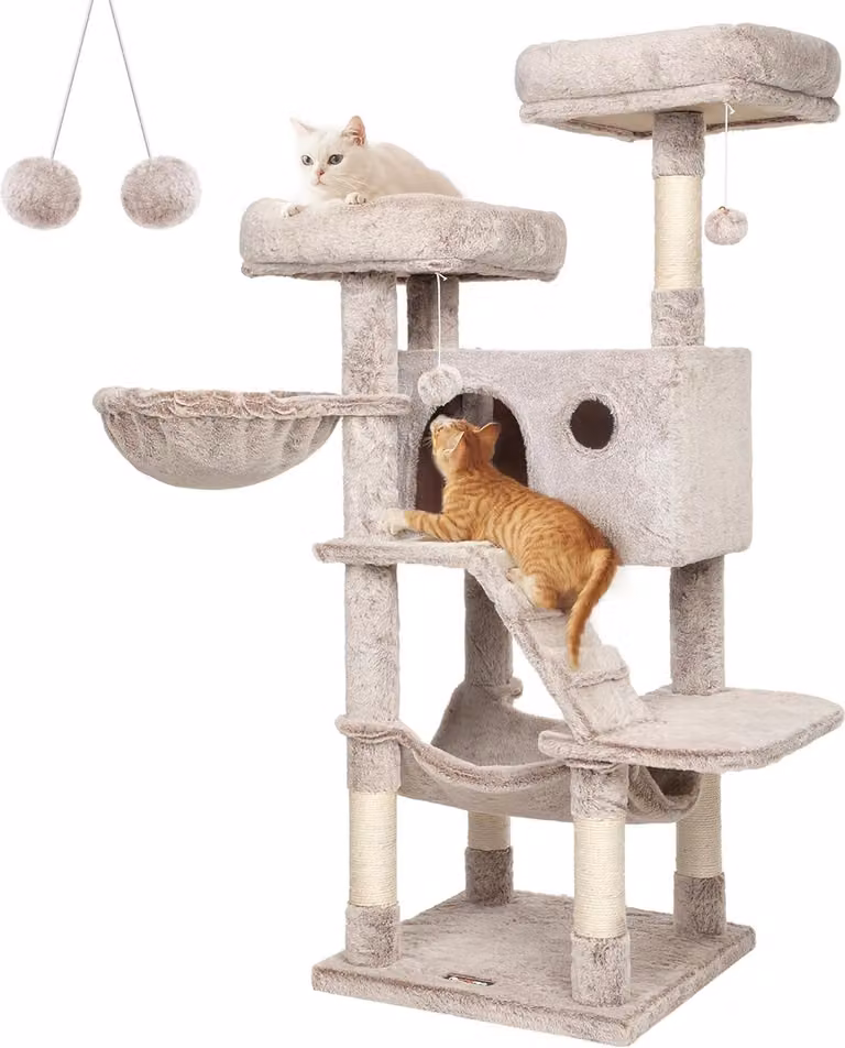 Tiragraffi con copertura morbida per gatti grandi - Ombre Brown White