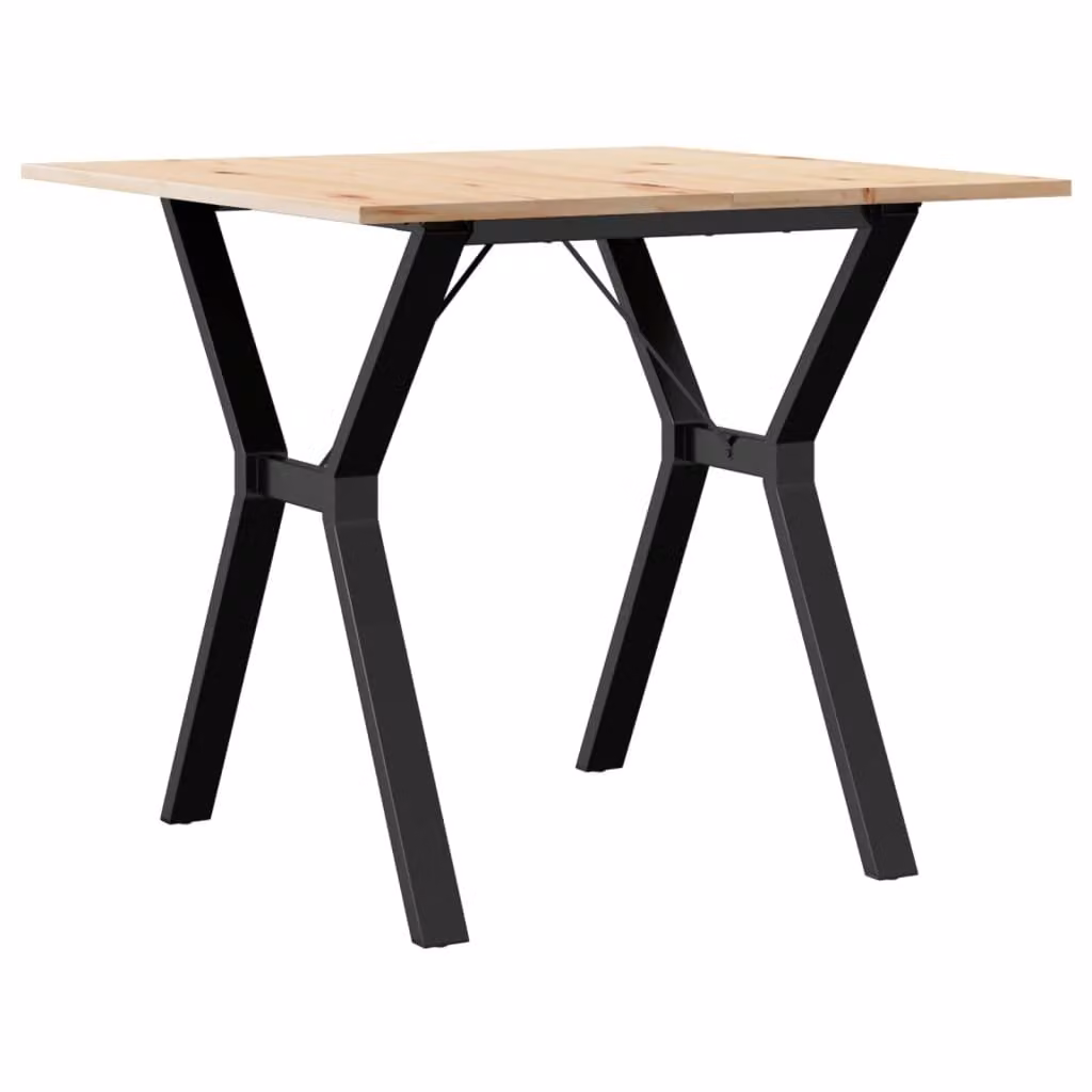 Tavolo da Pranzo Telaio a Y 80x80x75 cm Legno Pino e Acciaio