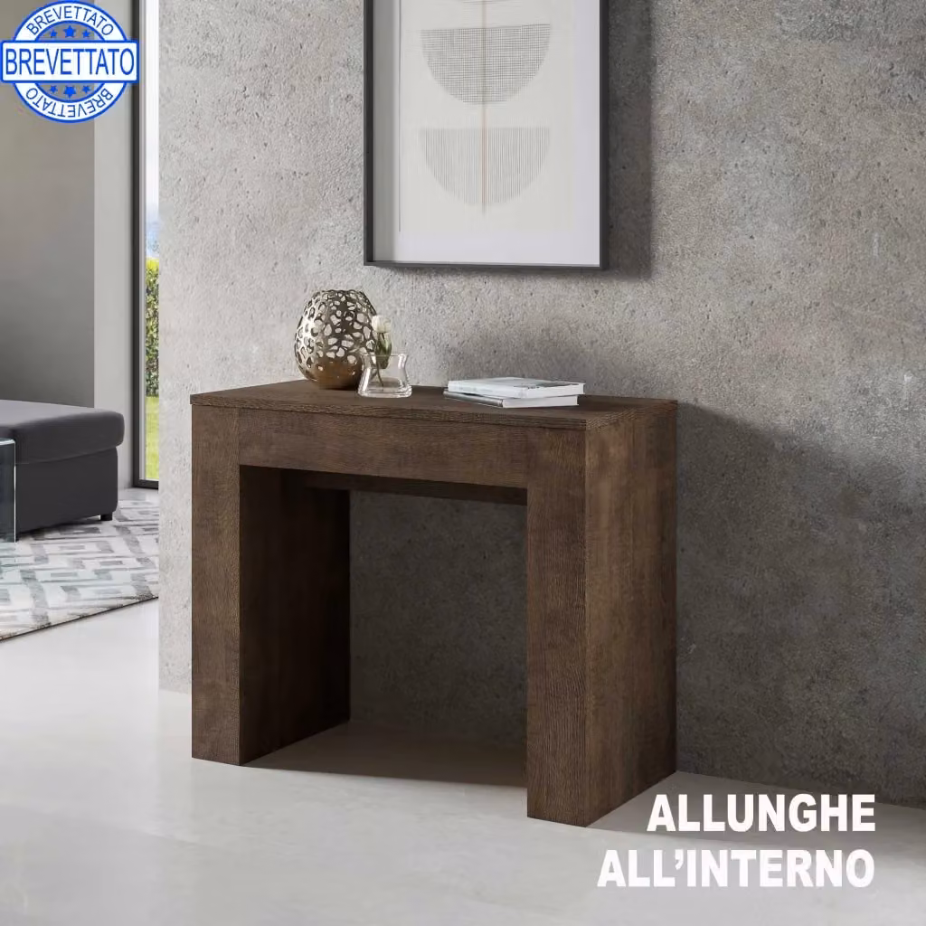 Consolle allungabile Itamoby in finitura Extra Noce con piano rettangolare e sistema a libro – 2