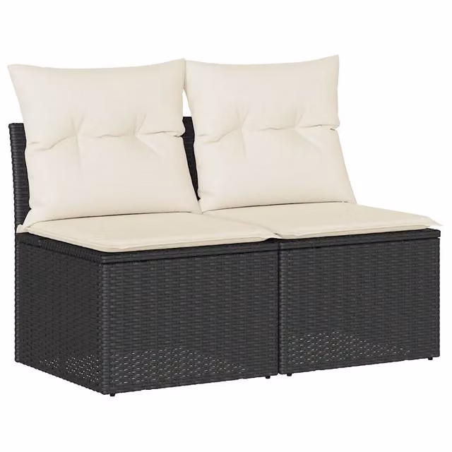 Set di Divani da Giardino Moderno DESIGN IN con Cuscini, Struttura in Metallo Nero e Tessuto Resistente ai Raggi UV, Bianco e Nero