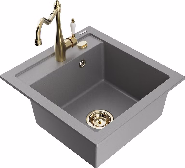 Mexen Vito lavello in granito a 1 vasca con miscelatore cucina Carla, grigio - 6503-71-670700-50