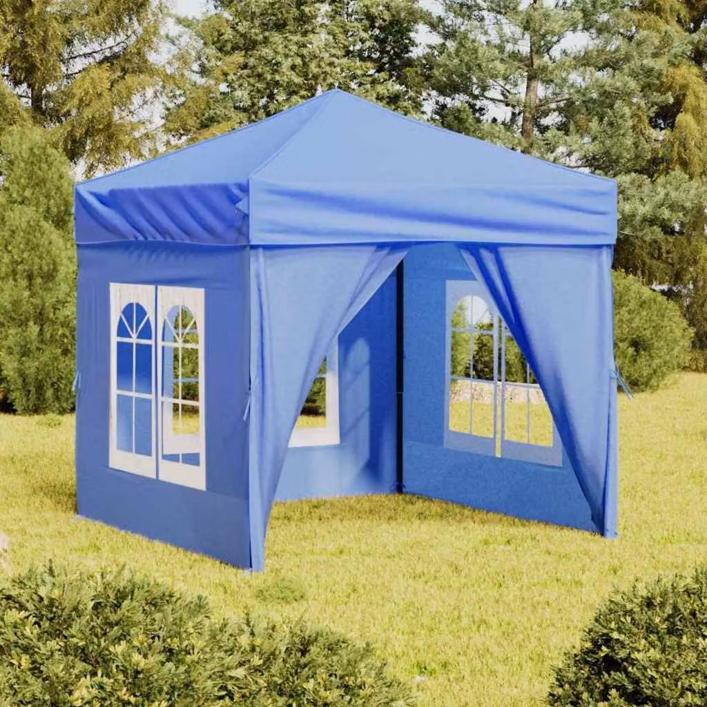 vidaXL Tenda per Feste Pieghevole con Pareti Laterali Blu 2x2 m