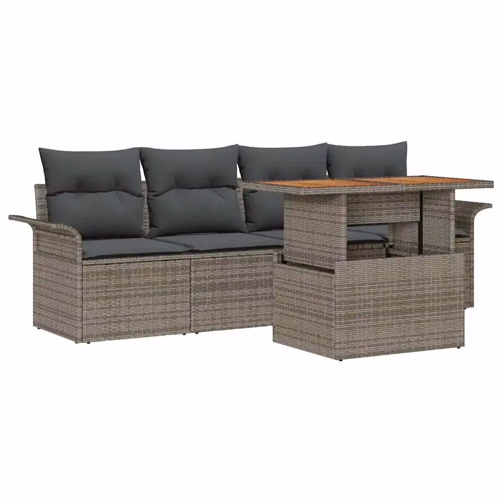 Set Divano da Giardino vidaXL in Polyrattan Grigio 5 Pezzi – 2