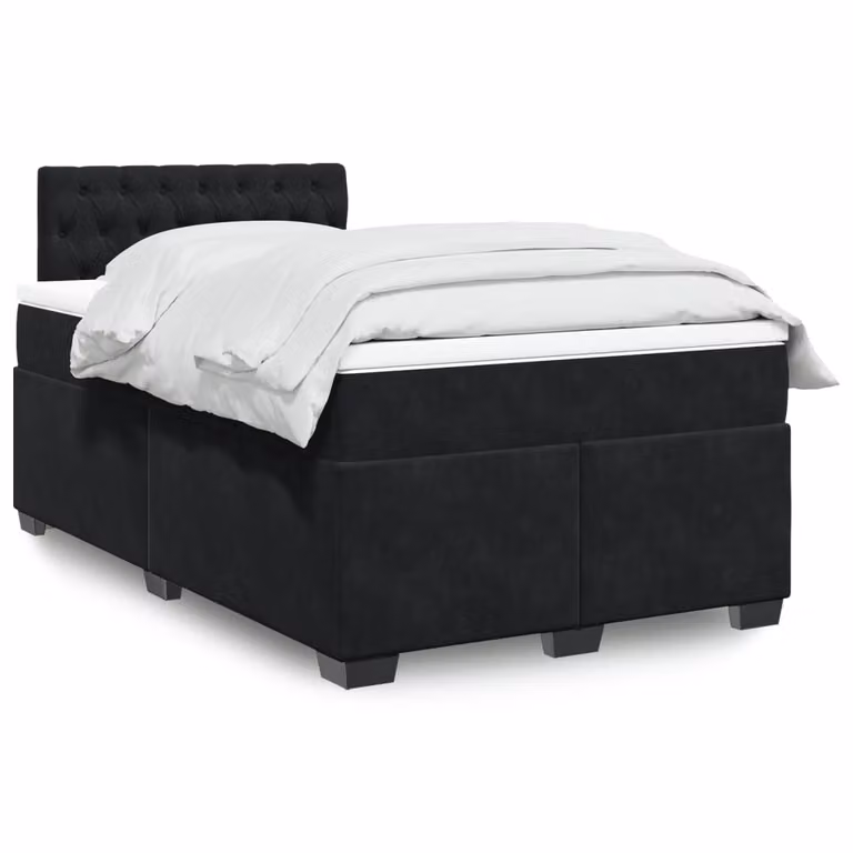 vidaXL Giroletto a Molle con Materasso in Velluto Nero L/P/H: 120 x 200 cm