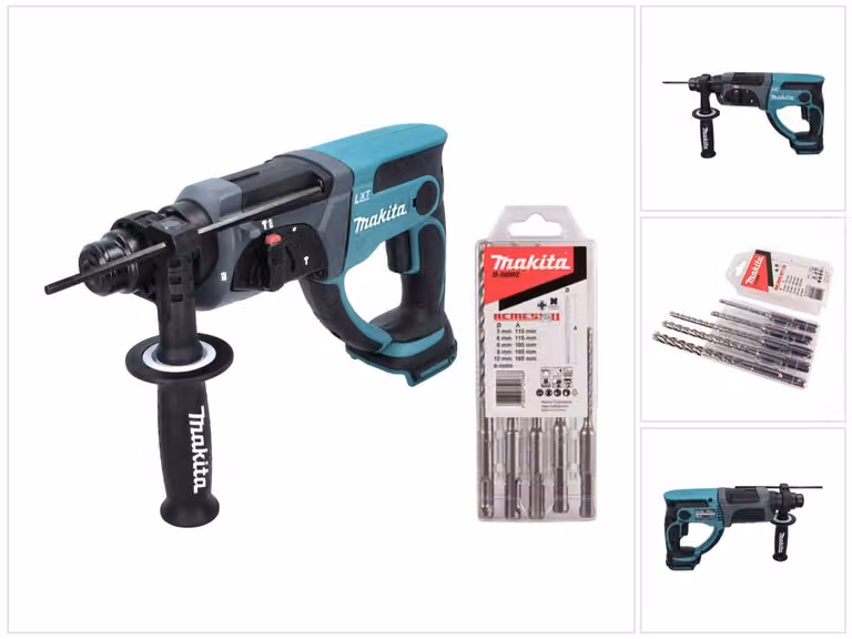 Makita DHR 202 Z Martello combinato a batteria 18 V 2,0 J SDS Plus + set di punte da 5 pezzi - senza batteria, senza caricabatterie