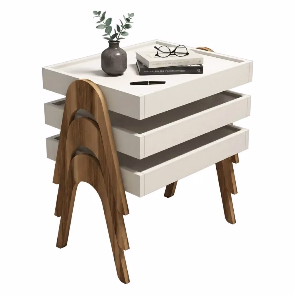 Tavolino da salotto rettangolare DMORA in legno marrone, L/P/H: 40 x 53.6 x 64 cm – 2