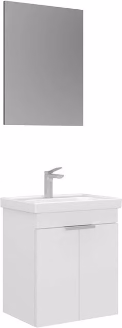 Set mobile lavabo con specchio (2 pezzi) "Desna 50" - 50 x 38 x 58 cm - Bianco opaco