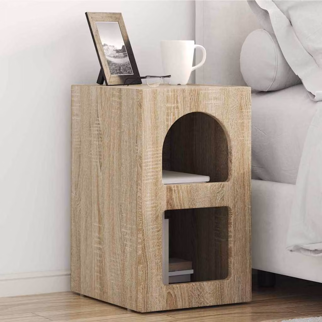Set di 2 comodini ELST vidaXL in stile moderno, colore Rovere Sonoma, L 29,5 cm x P 33,5 cm x H 50 cm