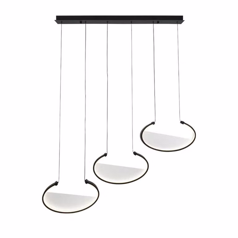Viokef Lampada LED a sospensione Adele, lunghezza 117 cm, nero, metallo, 3 luci. Adele, Nero, Soggiorno / Sala da pranzo, Alluminio, Moderno
