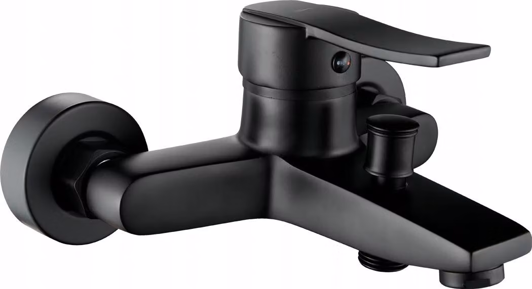 Miscelatore monocomando a parete per vasca, nero, a risparmio idrico e acustico, testa in Vetroceramica da 40 mm