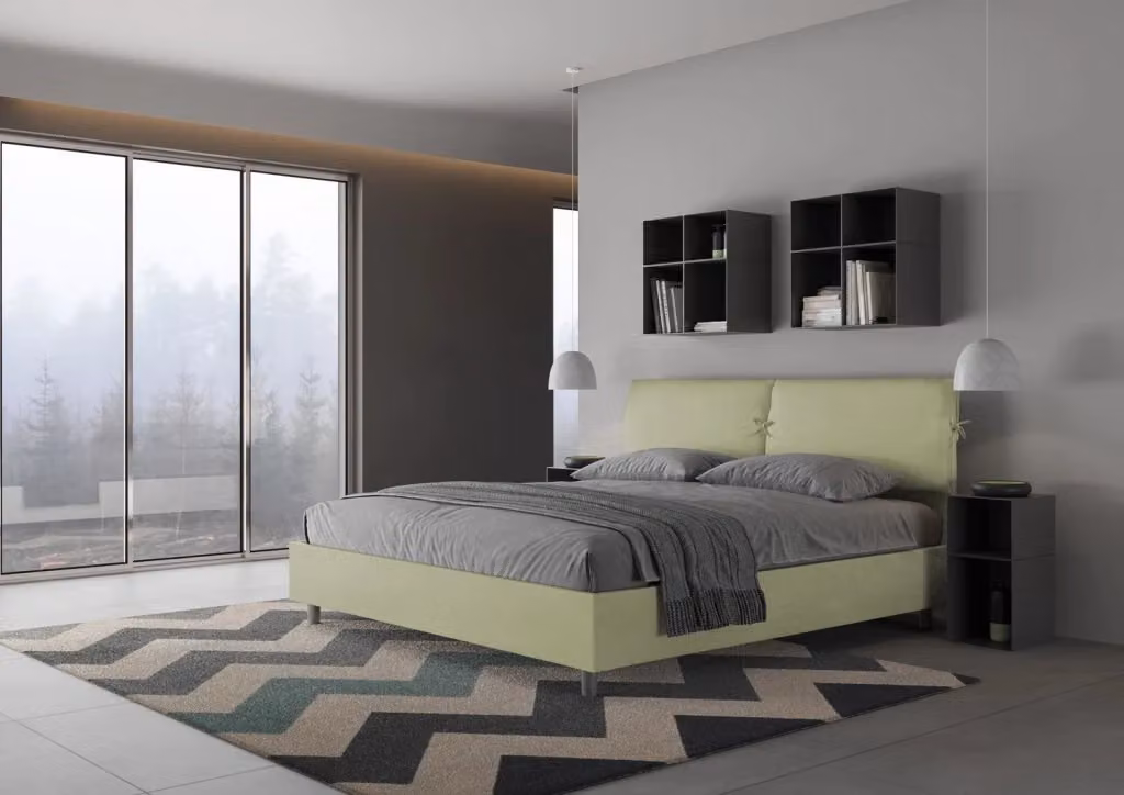 Letto matrimoniale king size BS COM con rete imbottita in microfibra colore tè verde L/P/H: 180 x 210 x 110 cm – 2