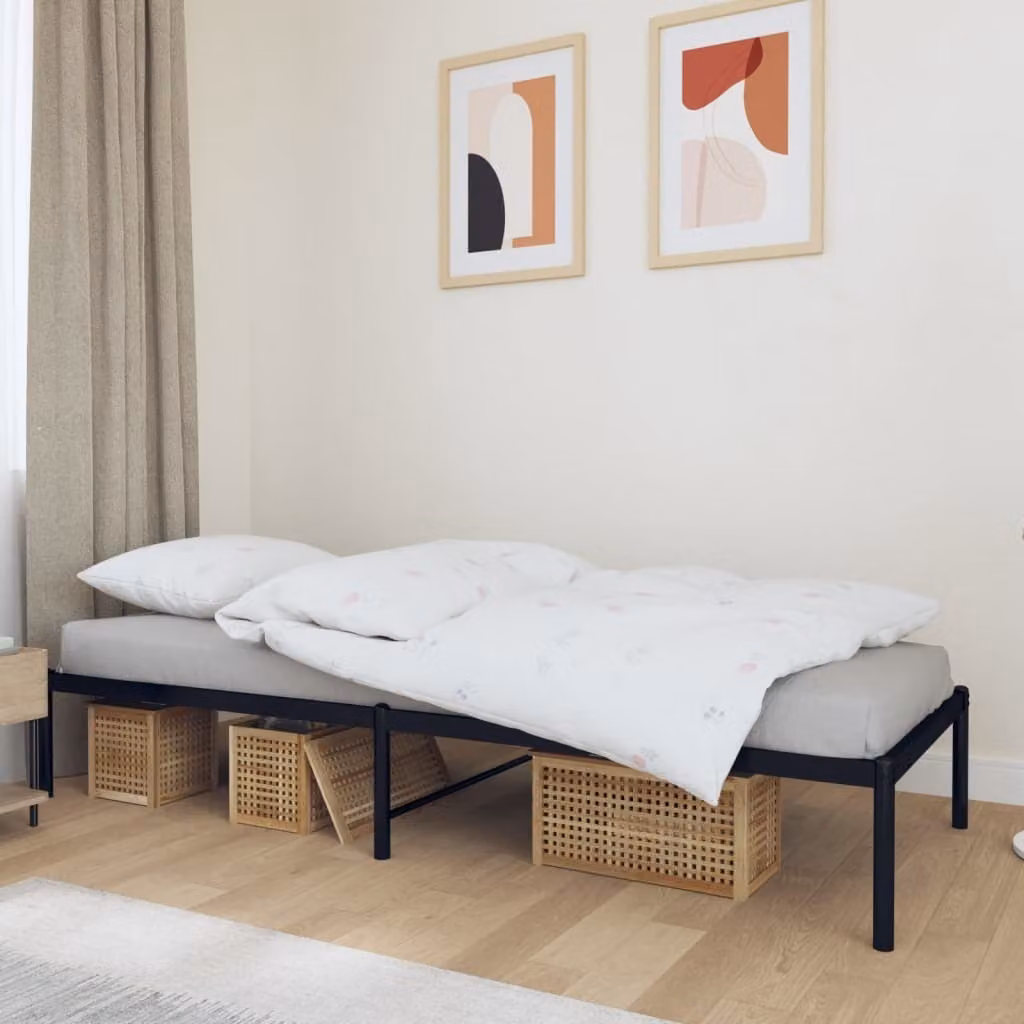 The Living Store Struttura letto in metallo nero 90x190 cm