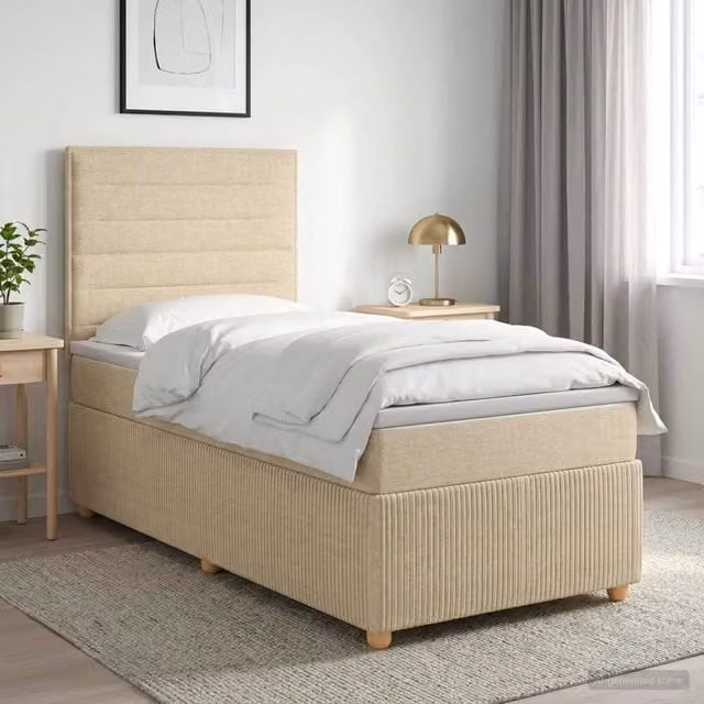 Letto box spring con materasso a molle insacchettate vidaXL, colore beige e bianco, L/P/H: 80 x 200 x 140,5 cm