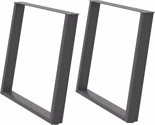 Set di 2 gambe regolabili per tavolo da pranzo moderno a forma di U in acciaio antracite, Altezza: 72,5-73 cm, Larghezza: 90 cm