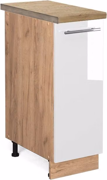 Armadio cucina dispensa alto Fame-Line Bianco lucido/Rovere dorato 30 cm, PL Rovere Vicco