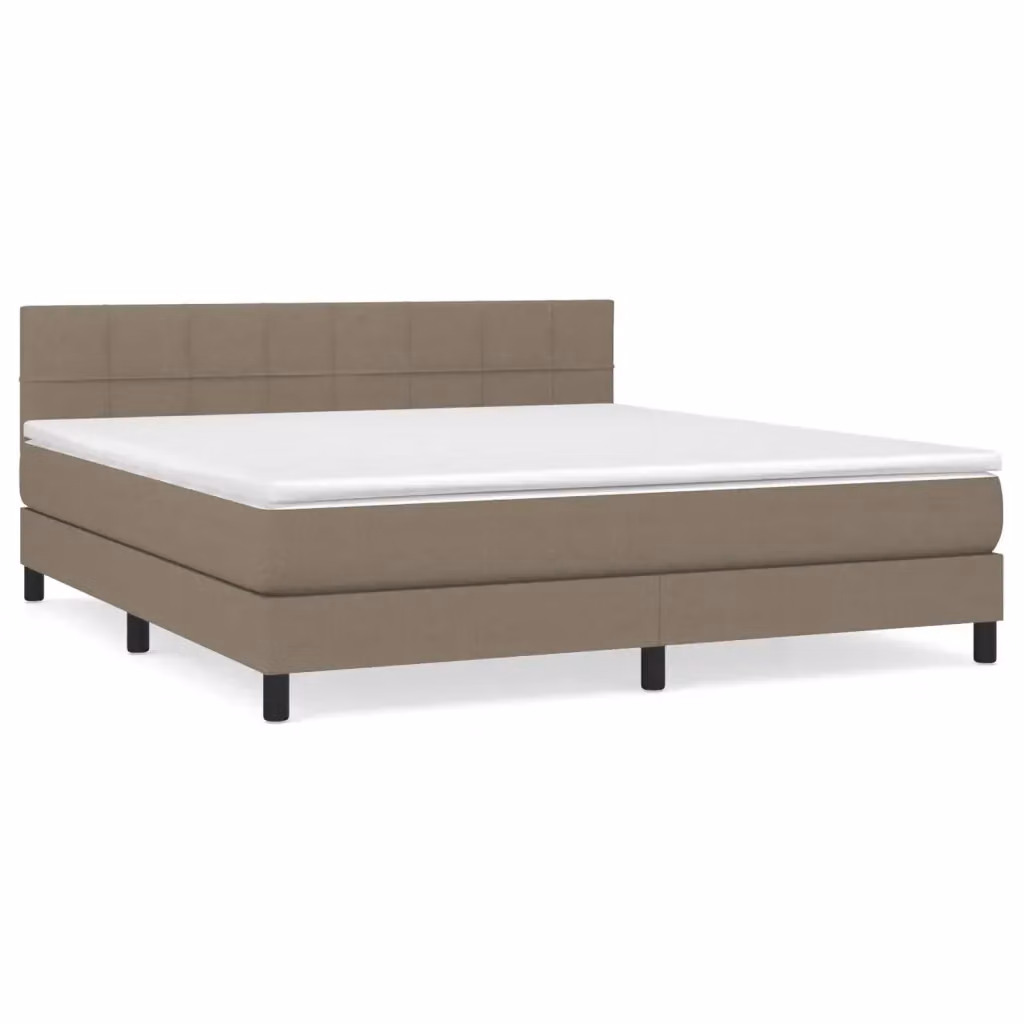 vidaXL Giroletto a Molle con Materasso Ibrido in Tessuto Tortora L/P/H: 160 x 200 x 88 cm – 2