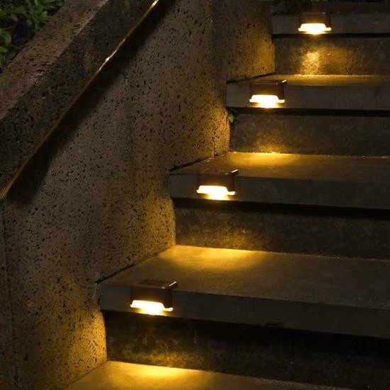 Set da 12 luci solari da incasso in cemento, illuminazione a LED impermeabile per scale esterne, gradini, recinzioni, cortili e vialetti (bianco caldo)