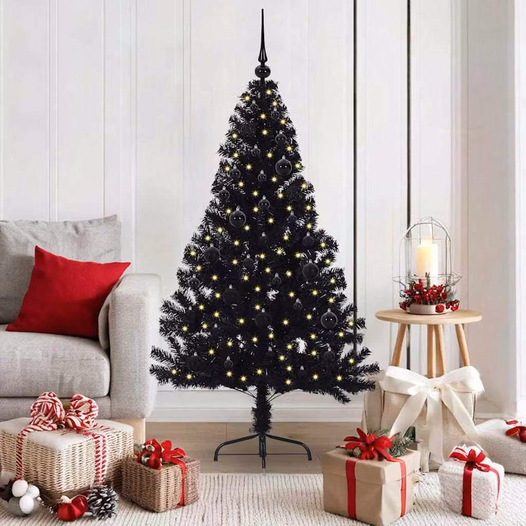 Maison Exclusive - Albero di Natale artificiale preilluminato Nero 150 cm PVC