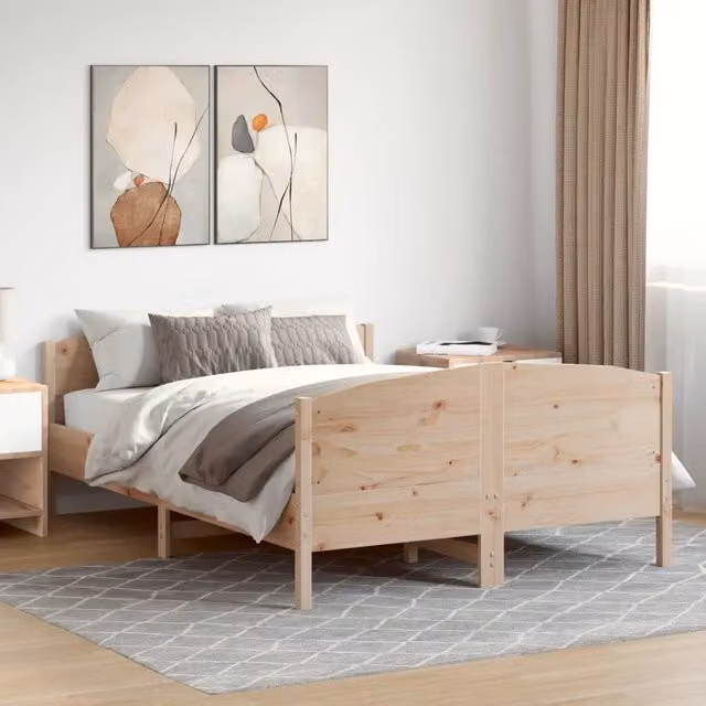 Giroletto vidaXL in legno massello di pino marrone con doghe piatte fisse L/P/H: 160 x 200 cm – 1