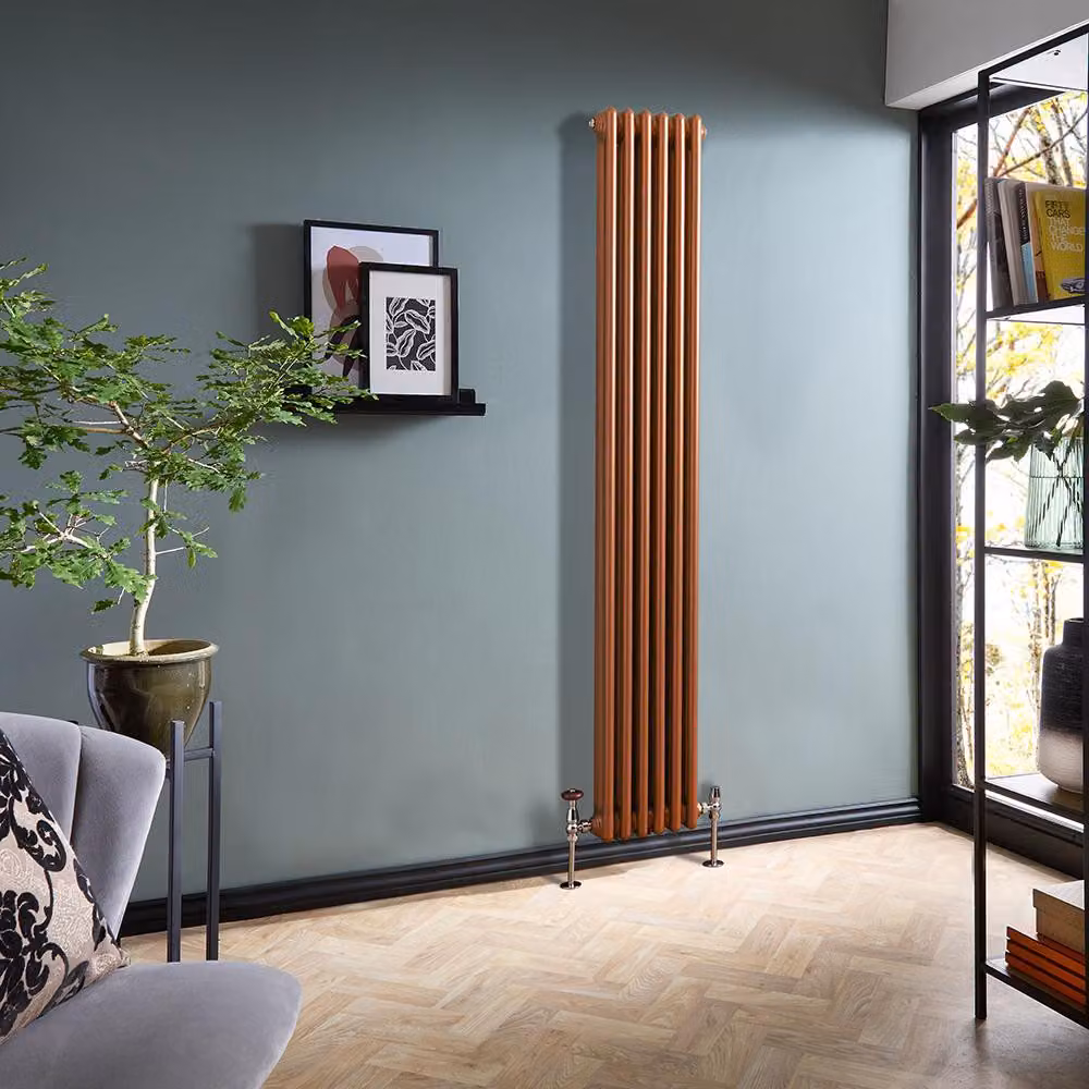 Radiatore Tradizionale Verticale a Doppia Colonna - Rame Metallizzato - 1800mm x 290mm - Regent by Hudson Reed
