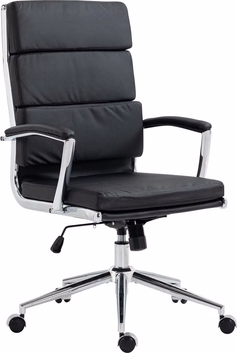 Sedia da ufficio CLP Cleveland I: rivestimento in vera pelle, ecopelle o tessuto | Colore: nero | Materiale: ecopelle