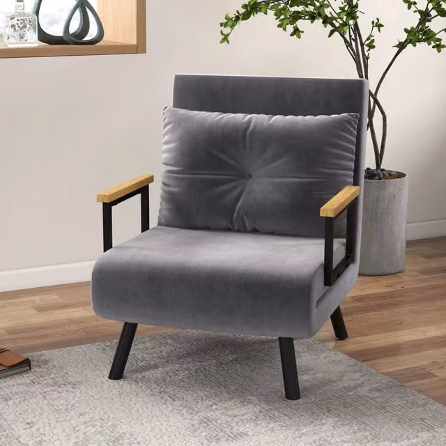 Poltrona letto 73x63x81 cm con schienale regolabile in 5 posizioni in acciaio grigio scuro